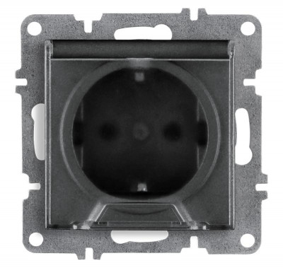 Розетка 1-м СП LAVIN/KAREN 16А IP20 с заземл. с крышкой механизм графит ARVIA 50 04 2000 218