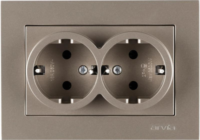 Розетка 2-м СП KAREN 16А IP20 с заземл. в сборе титан ARVIA 20 05 2000 907