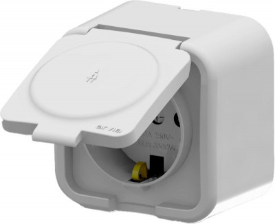 Розетка 1-м СП ARIA 16А IP20 с заземл. с крышкой бел. ARVIA 25 01 1000 218