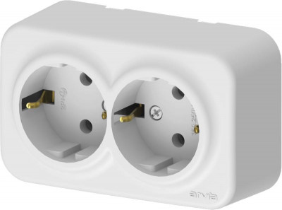 Розетка 2-м СП ARIA 16А IP20 с заземл. бел. ARVIA 25 01 1000 907
