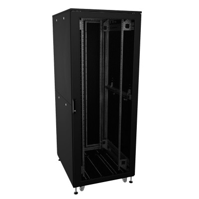 Шкаф напольный IT-CQE-N 19дюйм 42U 800х1000мм крыша с вырубкой; дверь перфорир. и двойн. перфорир.; двойн. боков. панели; разобран. RAL9005 черн. DKC R5ITN42810FP1P2SB