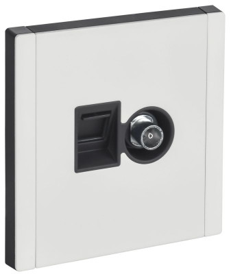 Розетка 2-м FORTE&PIANO FP236M TV+RJ45 кат.5E бел. IEK FP-AK20-1-M-K01