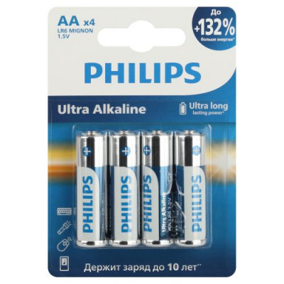 Элемент питания алкалиновый AA/LR6 1.5В Ultra (уп.4шт) Philips Б0062694