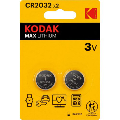 Элемент питания литиевый CR2032 MAX Lithium (блист.2шт) KODAK Б0037004