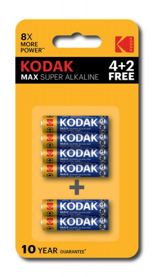 Элемент питания алкалиновый AAA/LR03 1.5В MAX SUPER Alkaline (блист.6шт) KODAK Б0064252