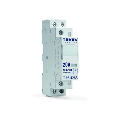 Контактор модульный 18мм 20А 230В АС 1НО 1НЗ PRIZMA TOKOV ELECTRIC TKE-PZ-MC-1-20-230-11