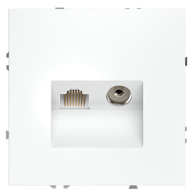 Розетка телевизионная + компьютерная 2-м СП S70 TV + RJ45 кат.6 механизм матов. бел. Voltum VLS060702