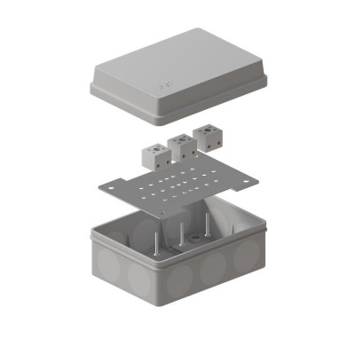 Коробка распределительная огнестойкая (HF) двухкомпонентная КРОПС-P4 IP66/67 150х110х70мм для кабелей сечением до 6кв.мм 6 клемм сер. КМ-Профиль KR0240