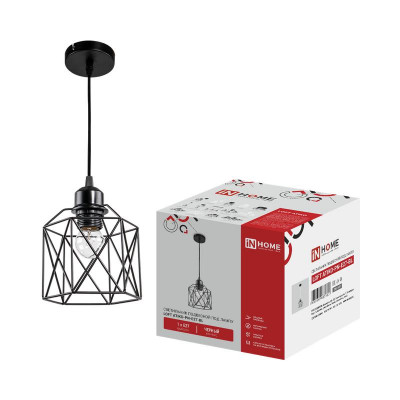 Светильник подвесной LOFT ATIKO-PN-E27-BL 10-60Вт E27 IP20 подвес 1м под лампу черн. IN HOME 4690612067360