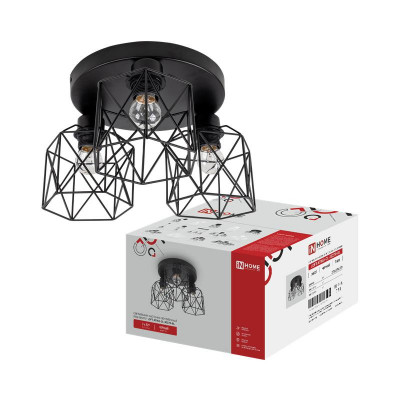 Светильник LOFT ATIKO-СL-3E27R-BL 3хE27 настенно-потолочный под лампу черн. IN HOME 4690612067278