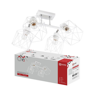 Люстра поворотная LOFT ATIKO-СLА-4E27L-WH 4хE27 под лампу бел. хром IN HOME 4690612067315