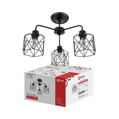 Люстра под лампу LOFT ATIKO-СN-3E27R-BL 3хE27 черн. IN HOME 4690612067285