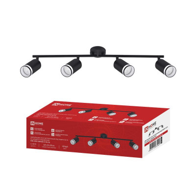 Светильник НПБ СПОТ-4ШРxGU10-NL-BL GU10 IP20 потолочн. на штанге с подсветкой черн. IN HOME 4690612065441