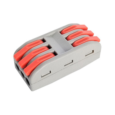 Клемма проходная КП 222-2413 с рычагами 3 полюса 0.08-2.5/4мм2 (уп.10шт) IN HOME 4690612067421