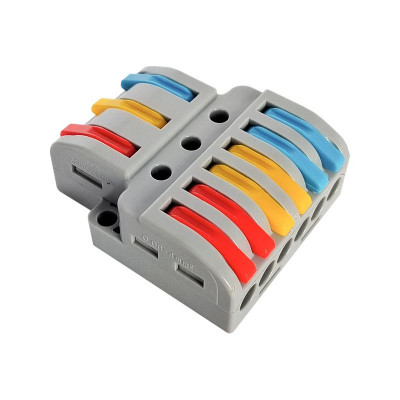 Клемма проходная разветвительная КПР 222-4136 с рычагами 3/6 полюса 0.08-2.5/4мм2 (уп.3шт) IN HOME 4690612067452