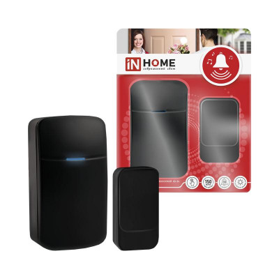 Звонок беспроводной KD-BL 38 мелодий с вилкой 230В с подсветкой с пьезокнопкой 150м черн. IN HOME 4690612067582