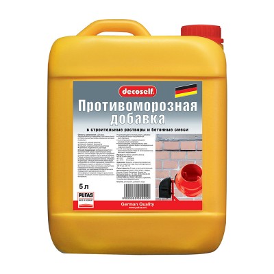 Пуфас противоморозная добавка в строит. растворы и бетон decoself до -10с (5л = 5,45кг)