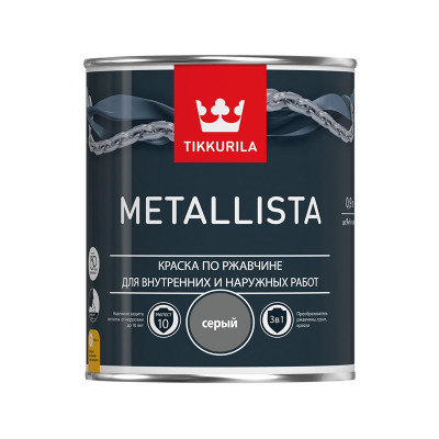 Тиккурила краска по ржавчине metallista серый гл (0,9л)