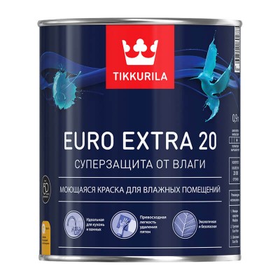 Тиккурила краска для влажных помещений euro extra 20 база a п/мат. (0,9л)