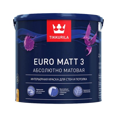 Тиккурила краска интерьерная euro matt 3 база a глубоко/мат. (9л)