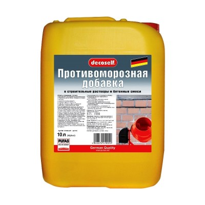 Пуфас противоморозная добавка в строит. растворы и бетон decoself до -10с (10л = 10,9кг)