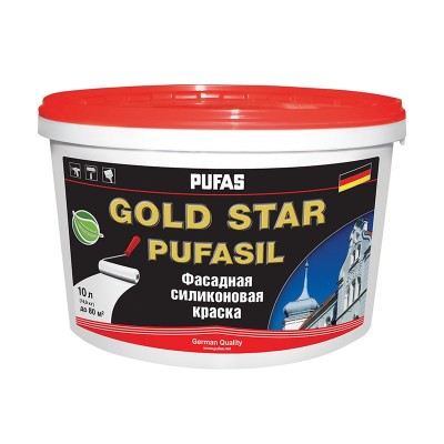 Пуфас gold star pufasil краска фасадная силиконовая основа a мороз. (10л=14,9кг)