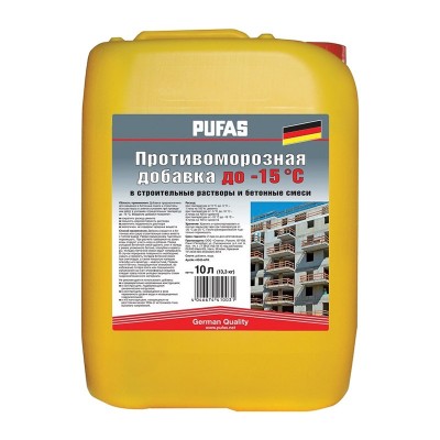 Пуфас противоморозная добавка в строит. растворы и бетон до -15с (10л = 13,3кг)