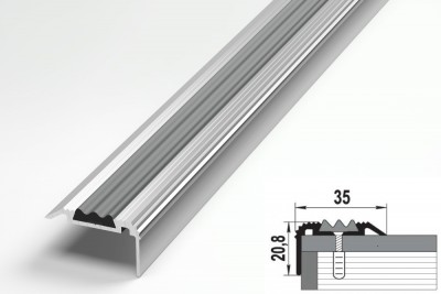 Профиль угловой пу 07-1.900.001 (35*21мм, без покрытия, с резин.вставкой сер)