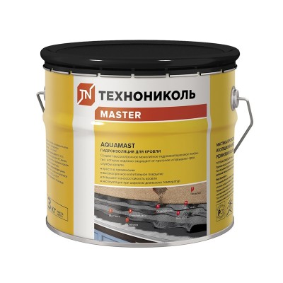 Аквамаст мастика битумно-резиновая гидроизоляционная для кровли (3кг)
