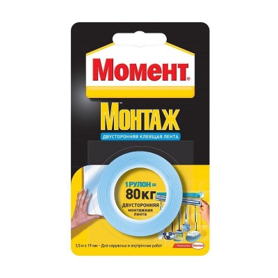 Хенкель момент клеящая монтажная двусторонняя лента (1,5м) 80кг 1772719