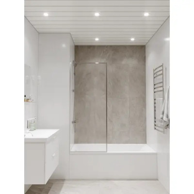 Комплект потолка для туалета 1.35x0.9 м цвет белый глянцевый/металлик