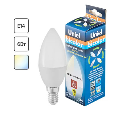 Лампа светодиодная Uniel свеча E14 6 Вт 450 Лм свет тёплый/холодный белый