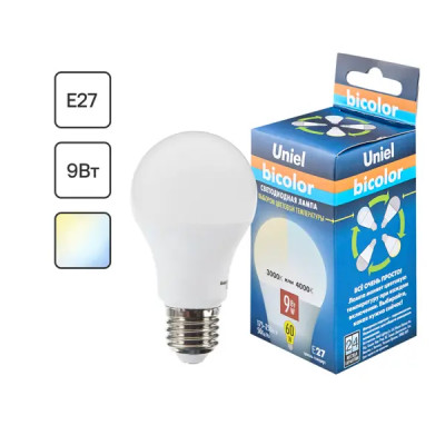 Лампа светодиодная Uniel E27 9 Вт 720 Лм свет тёплый/холодный белый