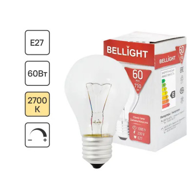 Лампа накаливания Bellight шар E27 60 Вт свет тёплый белый