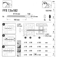 Шурупы для крепления рам Fischer FFS 7.5x182 мм 6 шт.