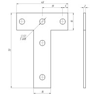 Пластина крепежная Т-образная 50x70x16x2