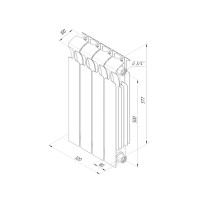 Радиатор Rifar Monolit 500/100 биметалл 4 секции боковое подключение цвет серый