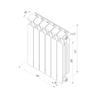 Радиатор секционный Rifar Monolit M50006RAL7012 500/100 6 секций боковое подключение биметалл серый