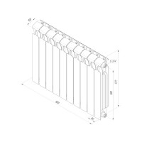 Радиатор Rifar Monolit 500/100 биметалл 10 секций боковое подключение цвет голубой