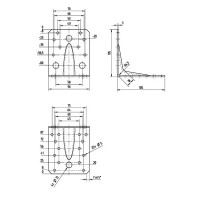 Крепежный уголок усиленный. цвет черный 105x105x90х2 мм