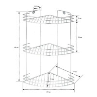 Полка для ванной комнаты Аквалиния трёхъярусная угловая металл