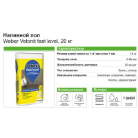 Наливной пол Vetonit Fast Level 20кг