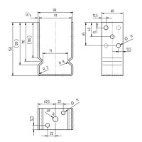 Опора столба U-образная GAH ALBERTS 91x150x100x60