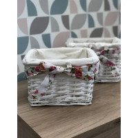 Корзина Ива с декоративным чехлом 19x13x14 см ротанг цвет белый