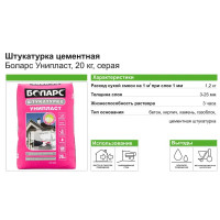 Штукатурка цементная Боларс Унипласт для блоков кирпича и бетона 20 кг