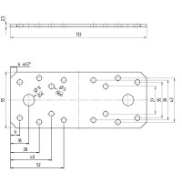 Пластина крепежная из нержавеющей стали GAH ALBERTS КР 133x55x2