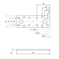 Пластина крепежная из нержавеющей стали GAH ALBERTS КР 96x35x2