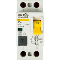 УЗО IEK Home ВД1-63 1P N 16 А 30 мА 4.5 кА AC MDV10-2-016-030