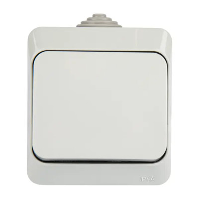 Переключатель накладной влагозащищенный Systeme Electric Этюд 1 клавиша IP44, цвет серый