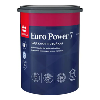 Краска для стен и потолков Tikkurila Euro Power-7 матовая прозрачная база С 0.9 л